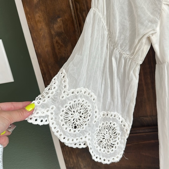 Ivy Jane white cotton silk eyelet crochet dress small - Picture 5 of 7